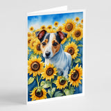 Jack Russell Terrier in Sunflowers Greeting Cards Pack of 8