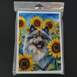 Keeshond in Sunflowers Greeting Cards Pack of 8