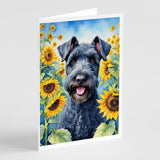 Kerry Blue Terrier in Sunflowers Greeting Cards Pack of 8