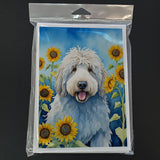 Komondor in Sunflowers Greeting Cards Pack of 8