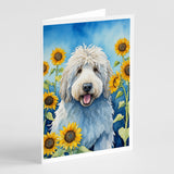 Komondor in Sunflowers Greeting Cards Pack of 8