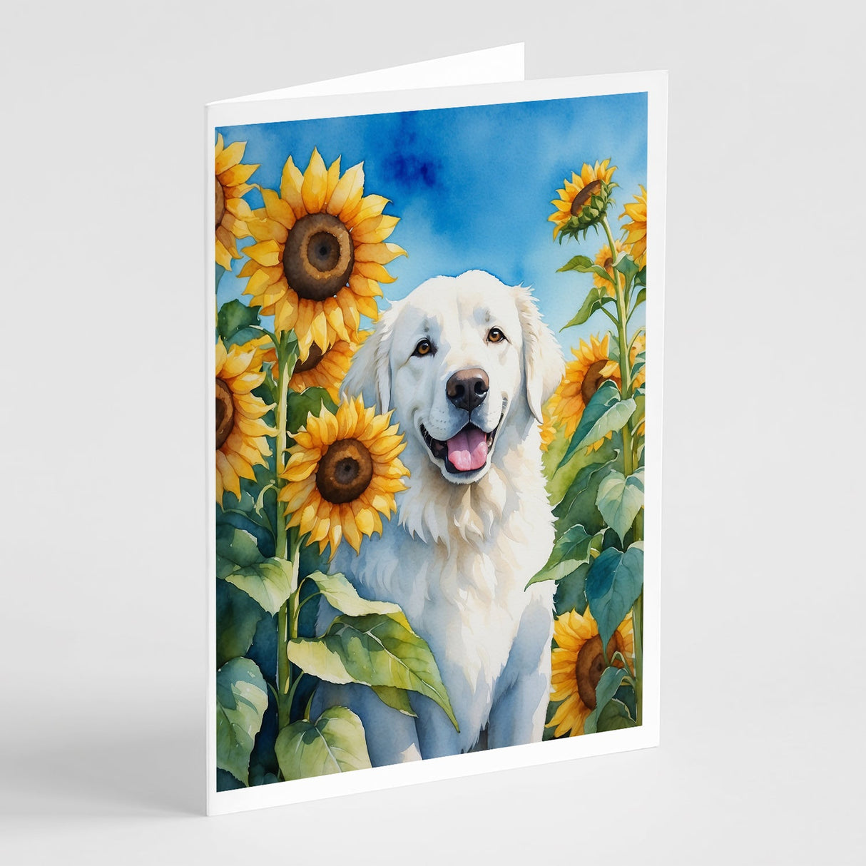 Kuvasz in Sunflowers Greeting Cards Pack of 8