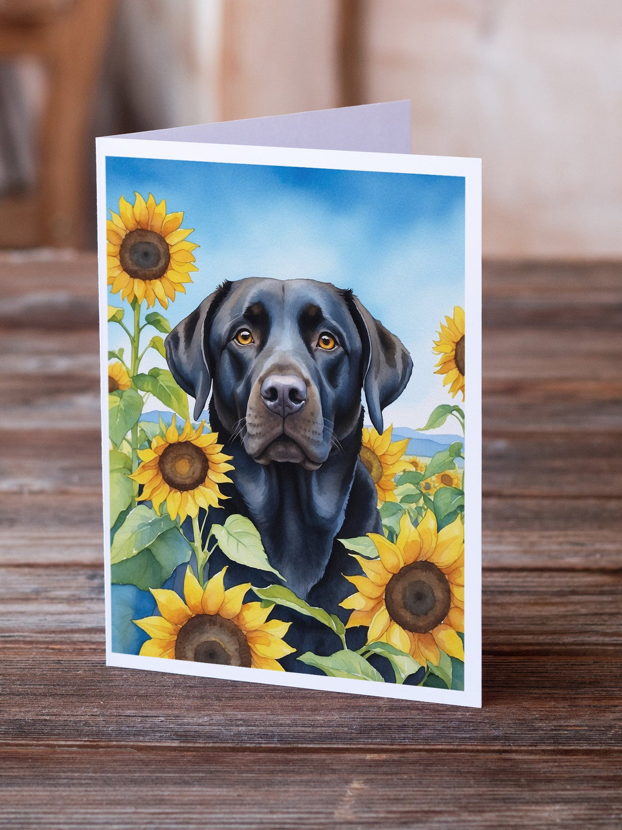 Labrador Retriever in Sunflowers Greeting Cards Pack of 8