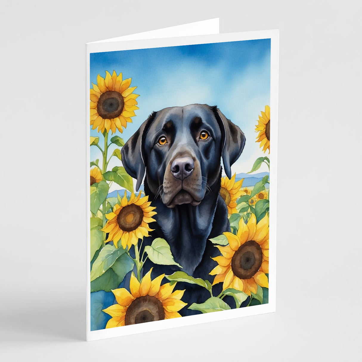 Labrador Retriever in Sunflowers Greeting Cards Pack of 8