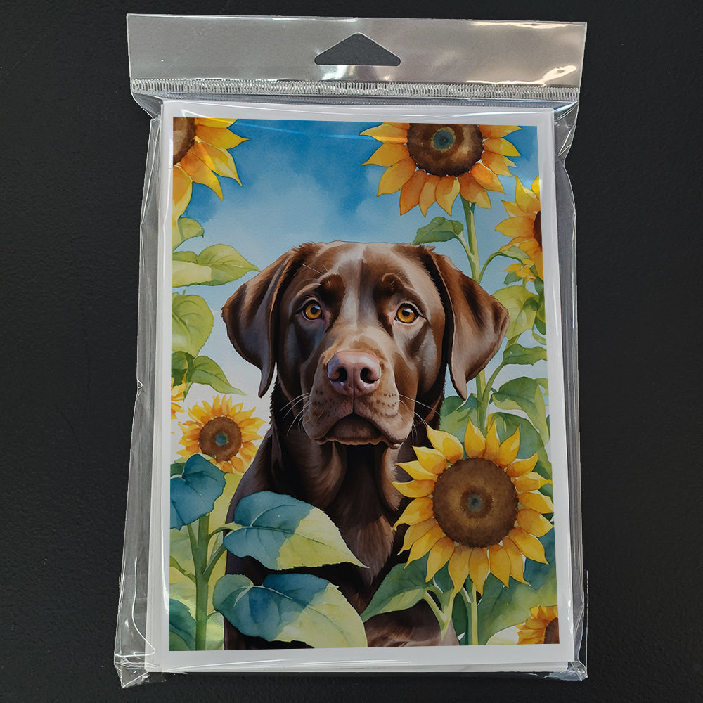 Labrador Retriever in Sunflowers Greeting Cards Pack of 8