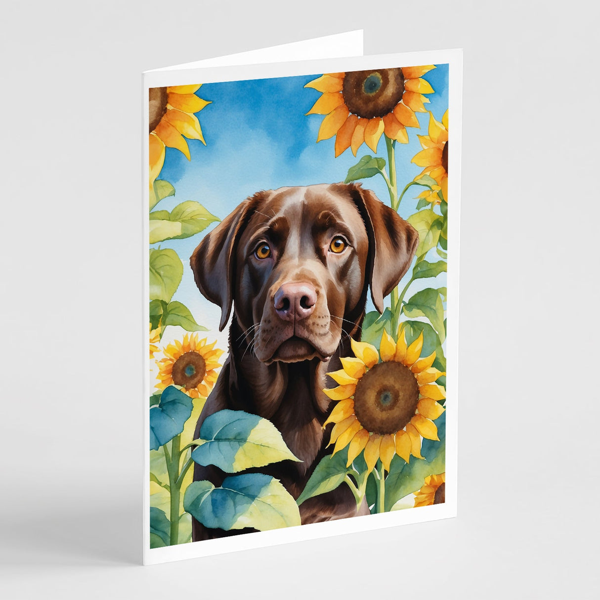 Labrador Retriever in Sunflowers Greeting Cards Pack of 8