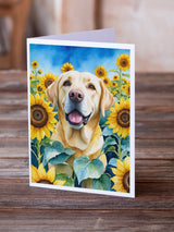 Labrador Retriever in Sunflowers Greeting Cards Pack of 8