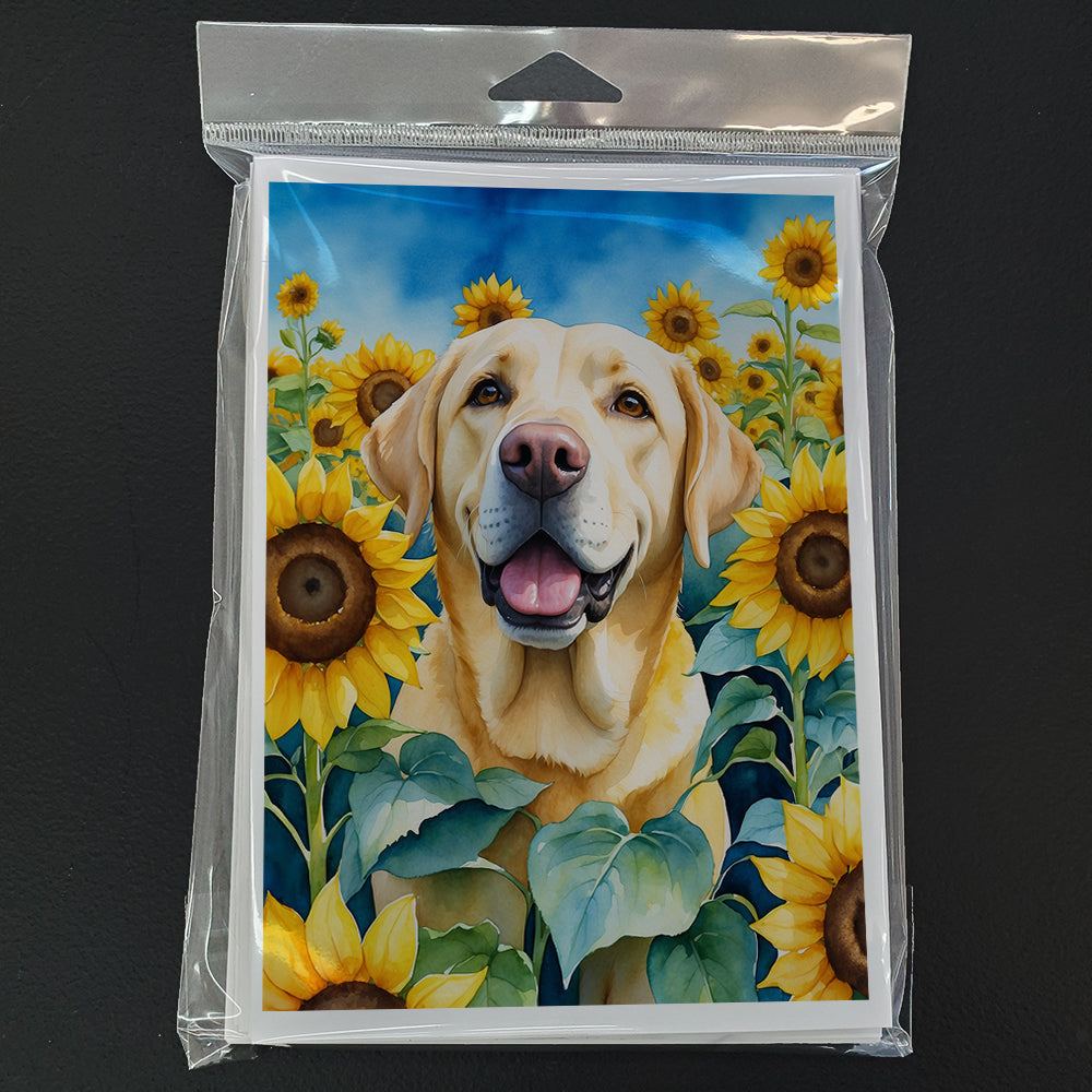 Labrador Retriever in Sunflowers Greeting Cards Pack of 8