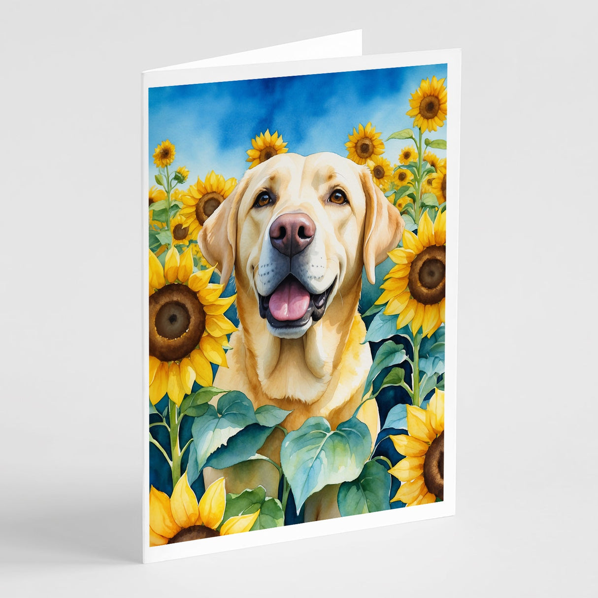 Labrador Retriever in Sunflowers Greeting Cards Pack of 8