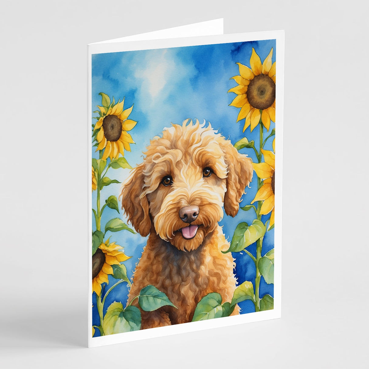 Labradoodle in Sunflowers Greeting Cards Pack of 8