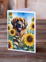 Leonberger in Sunflowers Greeting Cards Pack of 8