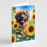 Leonberger in Sunflowers Greeting Cards Pack of 8