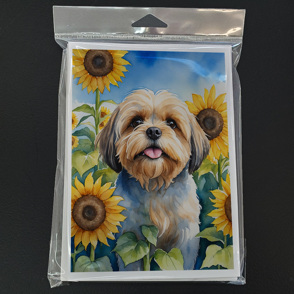 Lhasa Apso in Sunflowers Greeting Cards Pack of 8