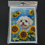 Maltese in Sunflowers Greeting Cards Pack of 8