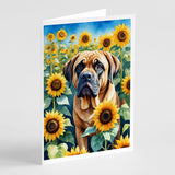 Mastiff in Sunflowers Greeting Cards Pack of 8