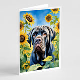 Neapolitan Mastiff in Sunflowers Greeting Cards Pack of 8