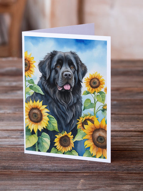 Newfoundland in Sunflowers Greeting Cards Pack of 8