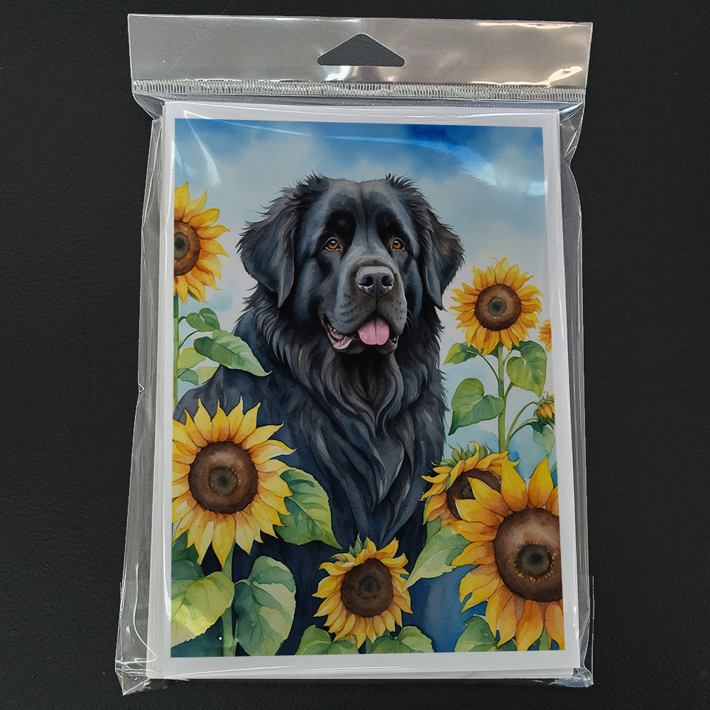 Newfoundland in Sunflowers Greeting Cards Pack of 8