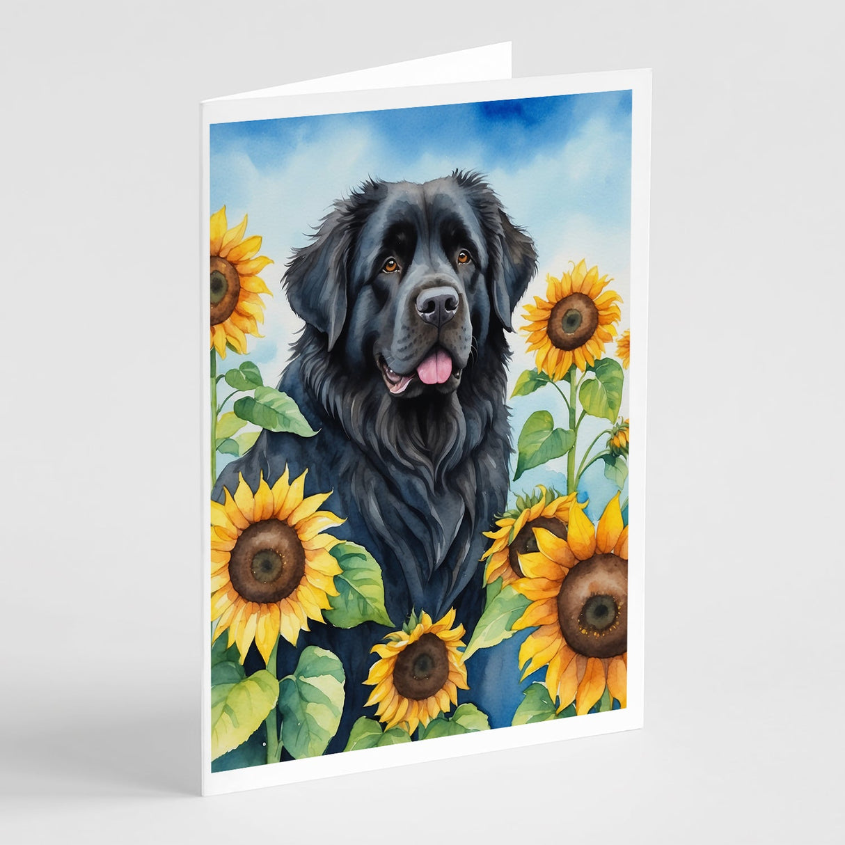 Newfoundland in Sunflowers Greeting Cards Pack of 8