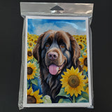 Newfoundland in Sunflowers Greeting Cards Pack of 8