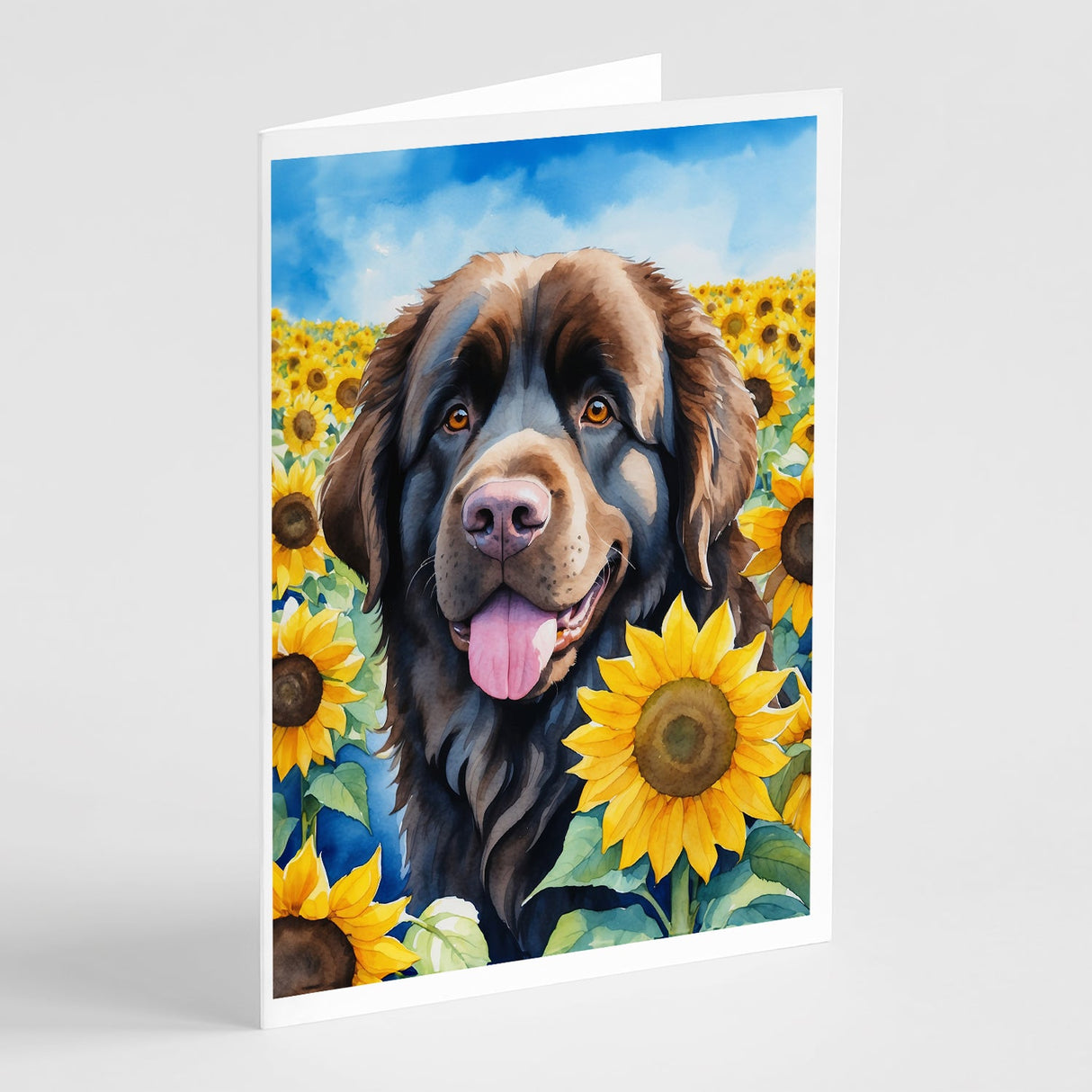 Newfoundland in Sunflowers Greeting Cards Pack of 8