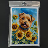 Norfolk Terrier in Sunflowers Greeting Cards Pack of 8