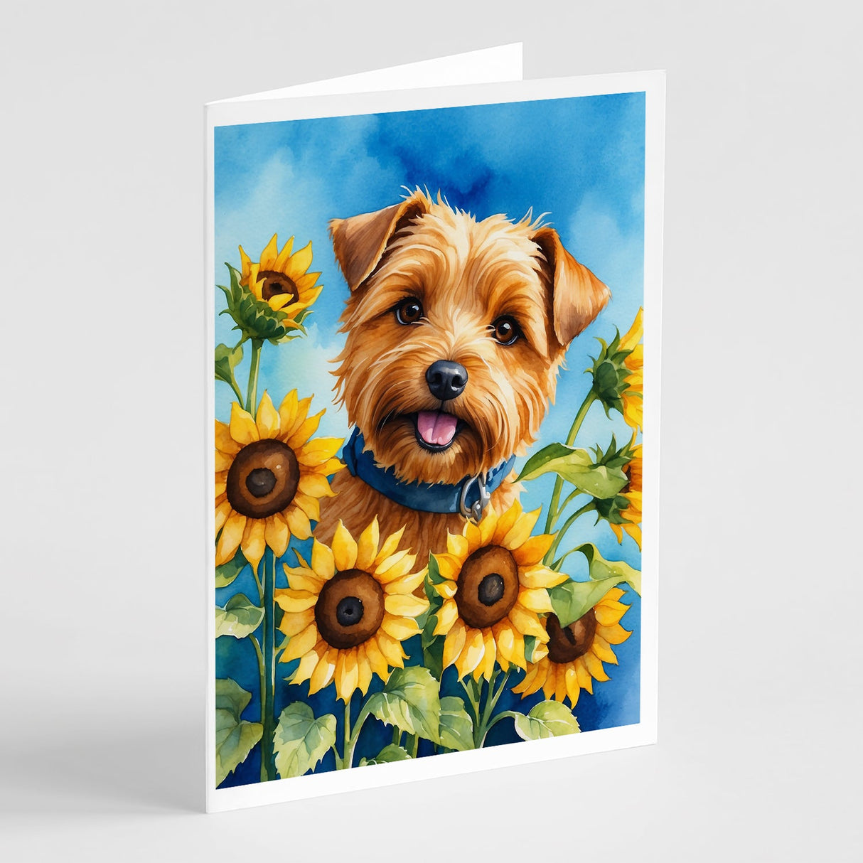 Norfolk Terrier in Sunflowers Greeting Cards Pack of 8