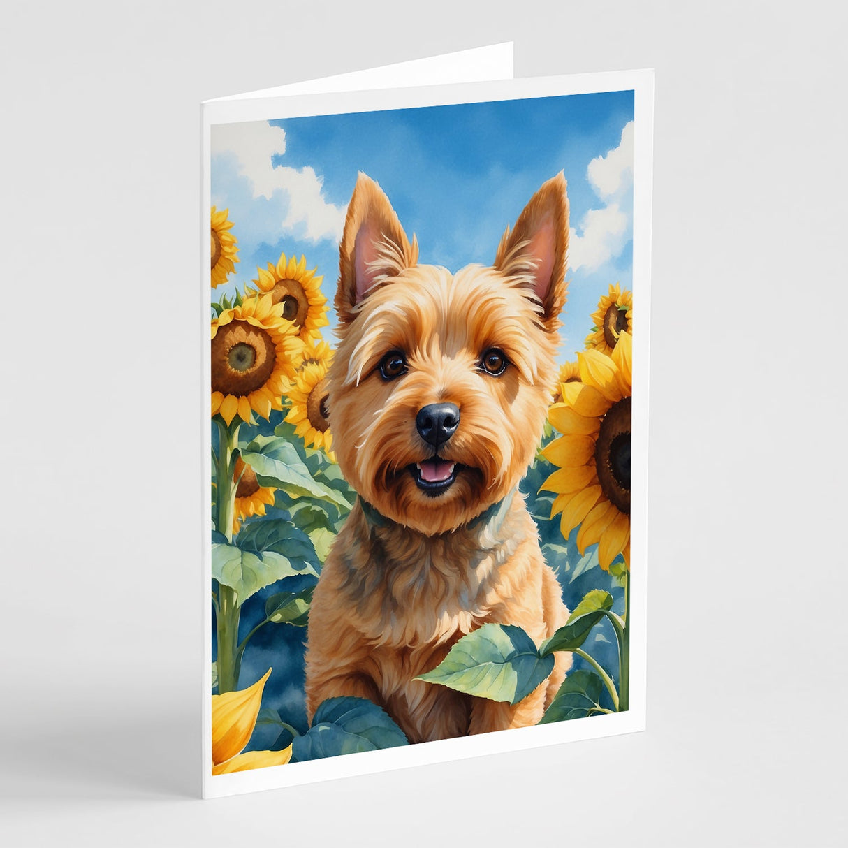 Norwich Terrier in Sunflowers Greeting Cards Pack of 8