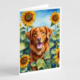 Nova Scotia Duck Toller in Sunflowers Greeting Cards Pack of 8