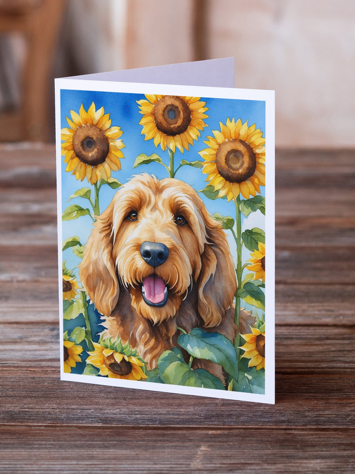 Otterhound in Sunflowers Greeting Cards Pack of 8