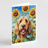 Otterhound in Sunflowers Greeting Cards Pack of 8