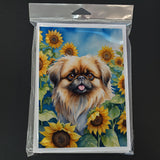 Pekingese in Sunflowers Greeting Cards Pack of 8