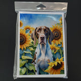 Pointer in Sunflowers Greeting Cards Pack of 8