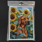 Rhodesian Ridgeback in Sunflowers Greeting Cards Pack of 8