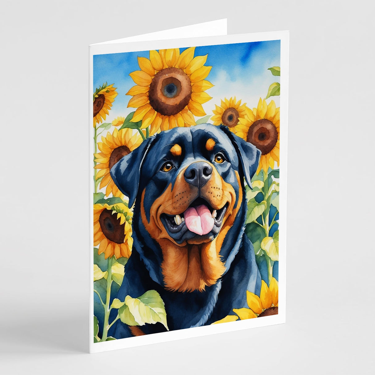 Rottweiler in Sunflowers Greeting Cards Pack of 8