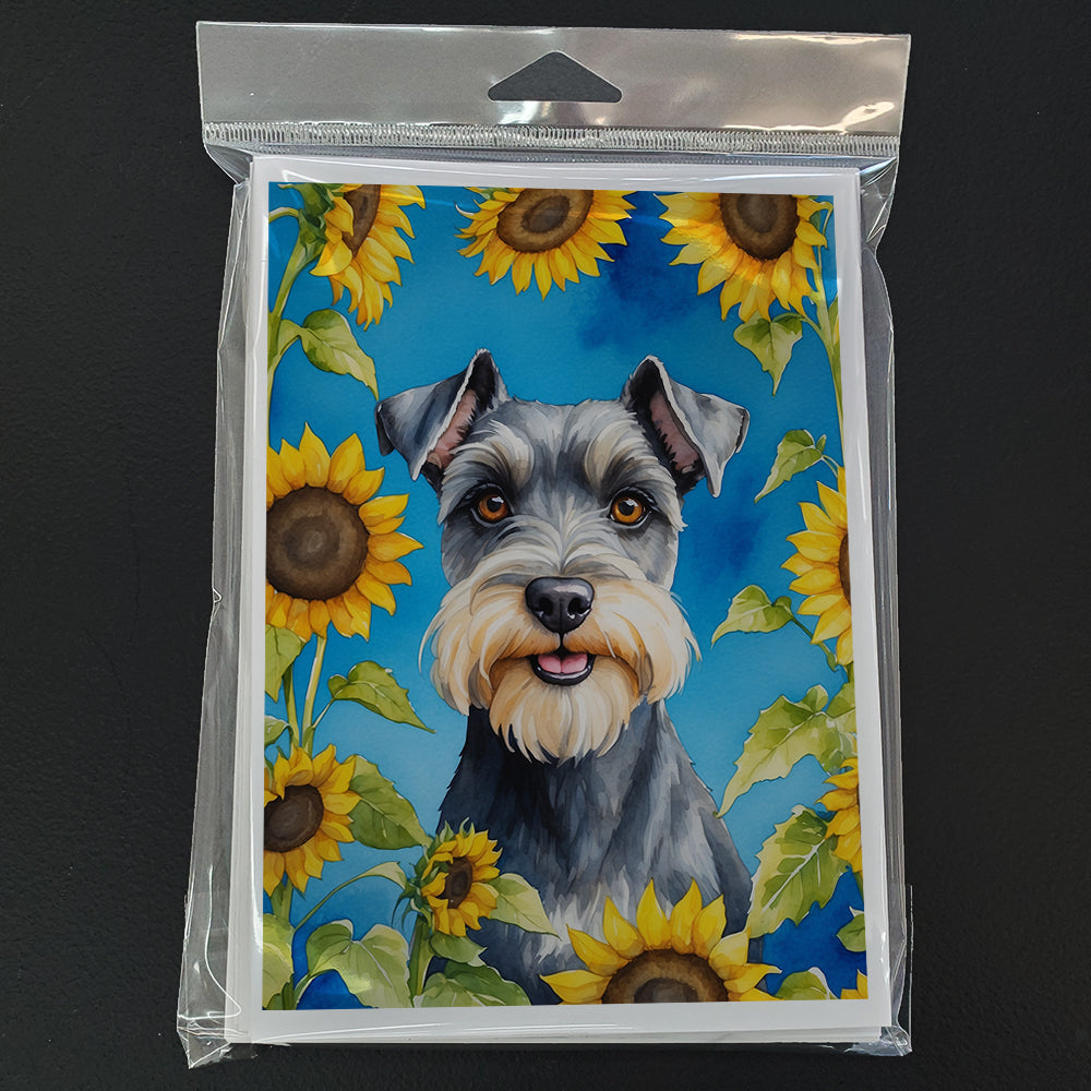 Schnauzer in Sunflowers Greeting Cards Pack of 8