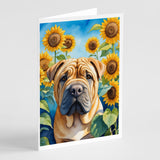 Shar Pei in Sunflowers Greeting Cards Pack of 8