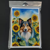 Sheltie in Sunflowers Greeting Cards Pack of 8