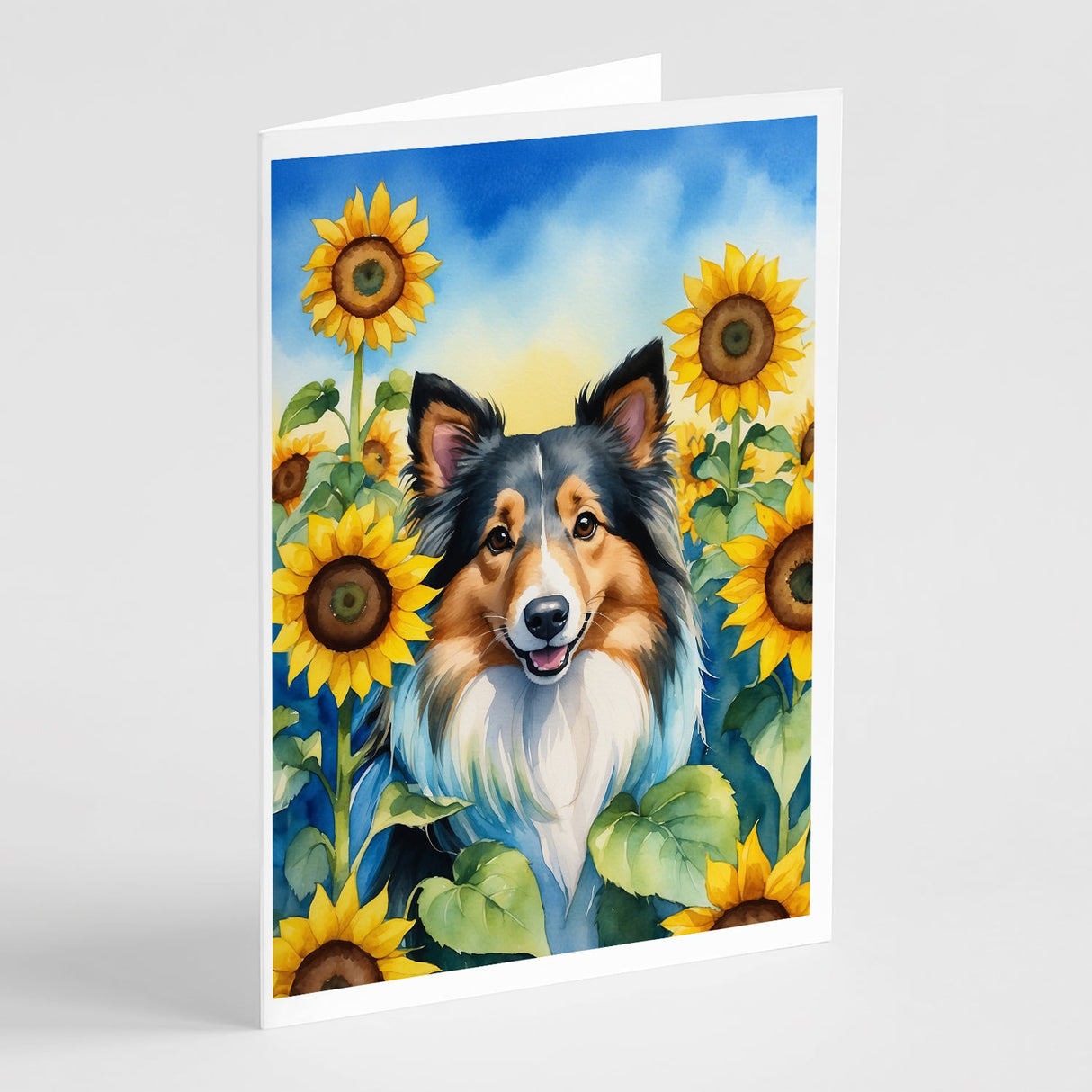 Sheltie in Sunflowers Greeting Cards Pack of 8