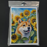 Shiba Inu in Sunflowers Greeting Cards Pack of 8