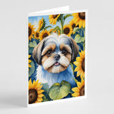 Shih Tzu in Sunflowers Greeting Cards Pack of 8