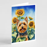 Silky Terrier in Sunflowers Greeting Cards Pack of 8