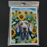 Weimaraner in Sunflowers Greeting Cards Pack of 8