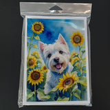 Westie in Sunflowers Greeting Cards Pack of 8