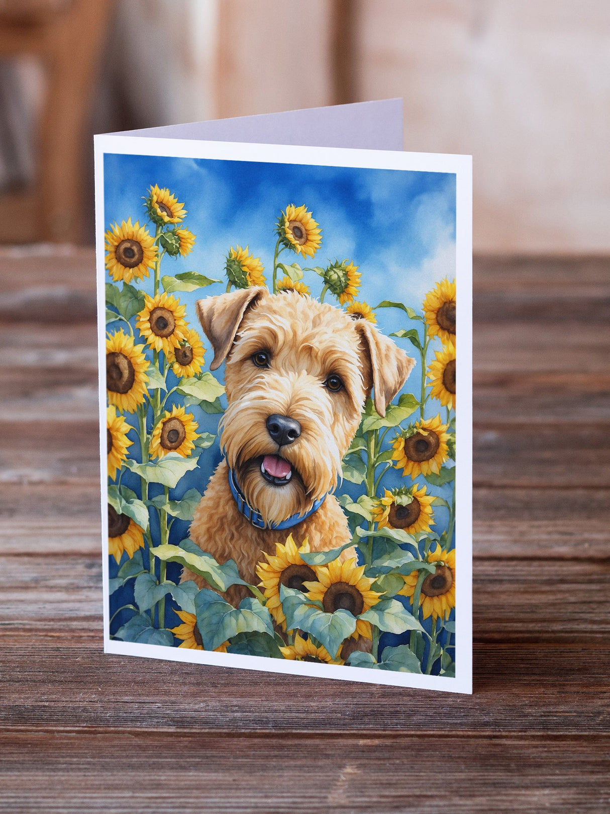 Wheaten Terrier in Sunflowers Greeting Cards Pack of 8