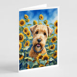 Wheaten Terrier in Sunflowers Greeting Cards Pack of 8