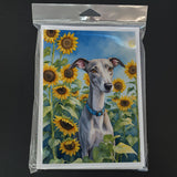 Whippet in Sunflowers Greeting Cards Pack of 8