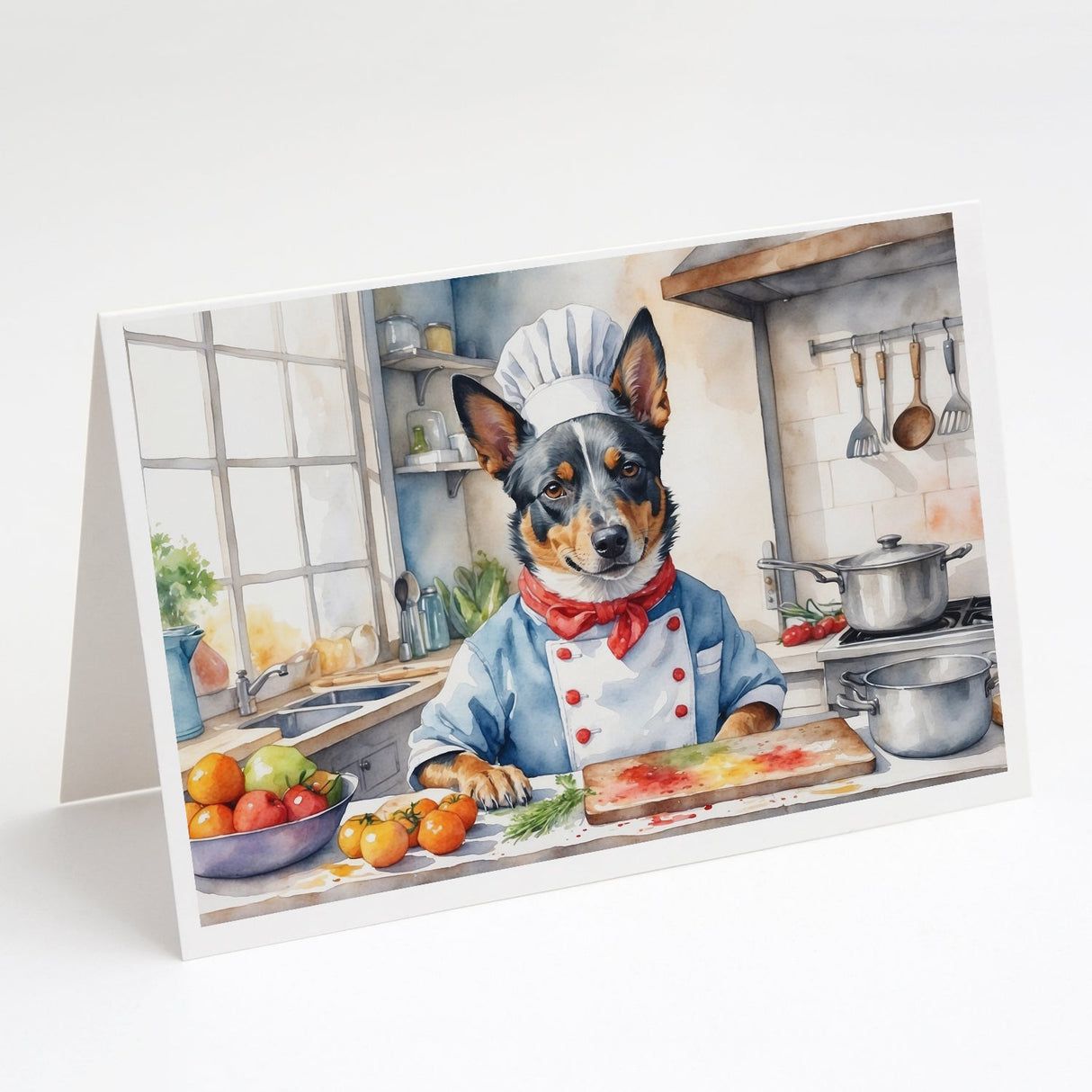 Australian Cattle Dog The Chef Greeting Cards Pack of 8