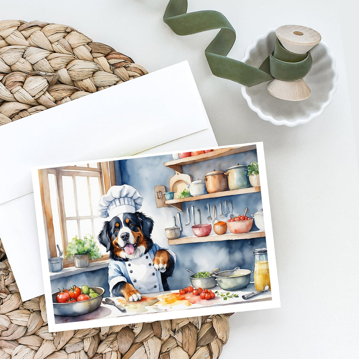 Bernese Mountain Dog The Chef Greeting Cards Pack of 8