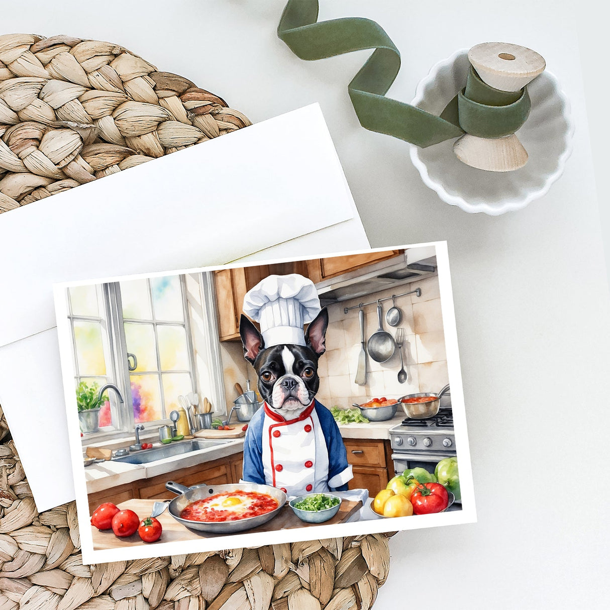 Boston Terrier The Chef Greeting Cards Pack of 8